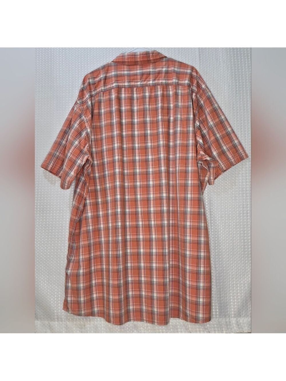 SONOMA Men's 3XL Tall Plaid Button Down Shirt Orange Casual Short Sleeve - Picture 10 of 11